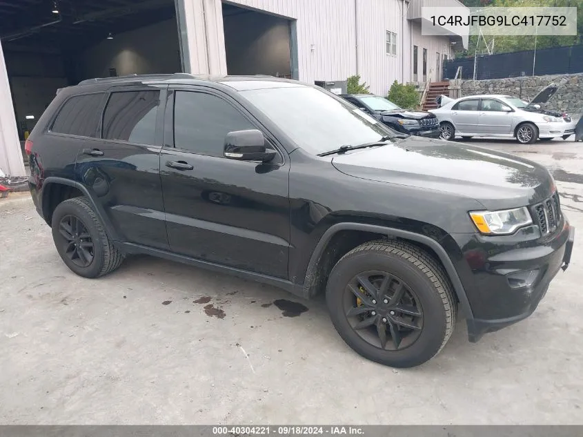 1C4RJFBG9LC417752 2020 Jeep Grand Cherokee Limited