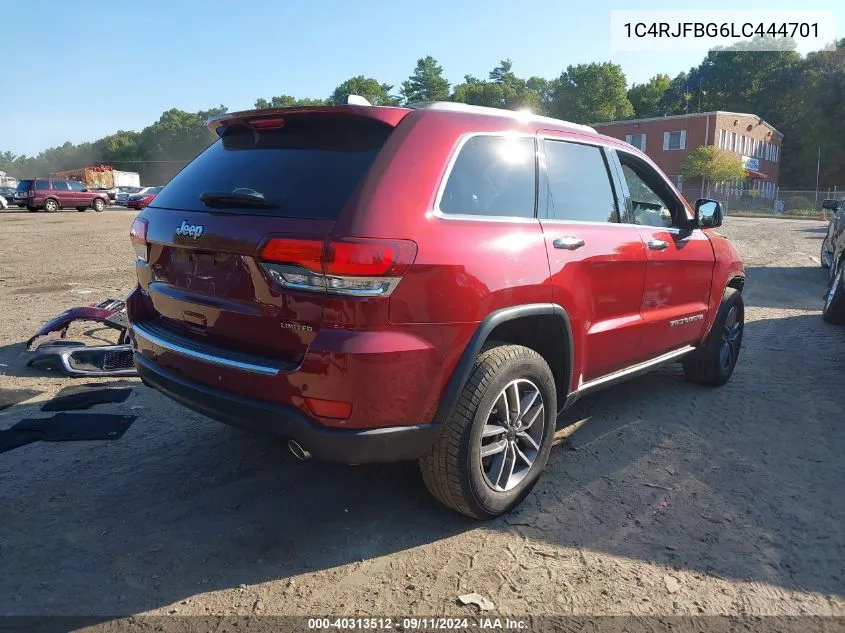 2020 Jeep Grand Cherokee Limited VIN: 1C4RJFBG6LC444701 Lot: 40313512