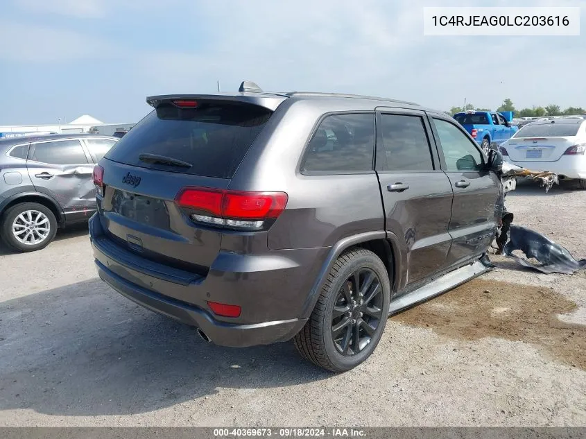 2020 Jeep Grand Cherokee Altitude 4X2 VIN: 1C4RJEAG0LC203616 Lot: 40369673