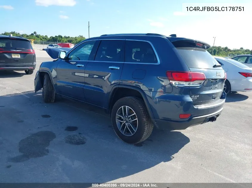 2020 Jeep Grand Cherokee Limited VIN: 1C4RJFBG5LC178751 Lot: 40400395