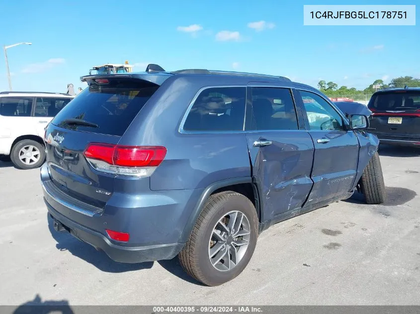 2020 Jeep Grand Cherokee Limited VIN: 1C4RJFBG5LC178751 Lot: 40400395