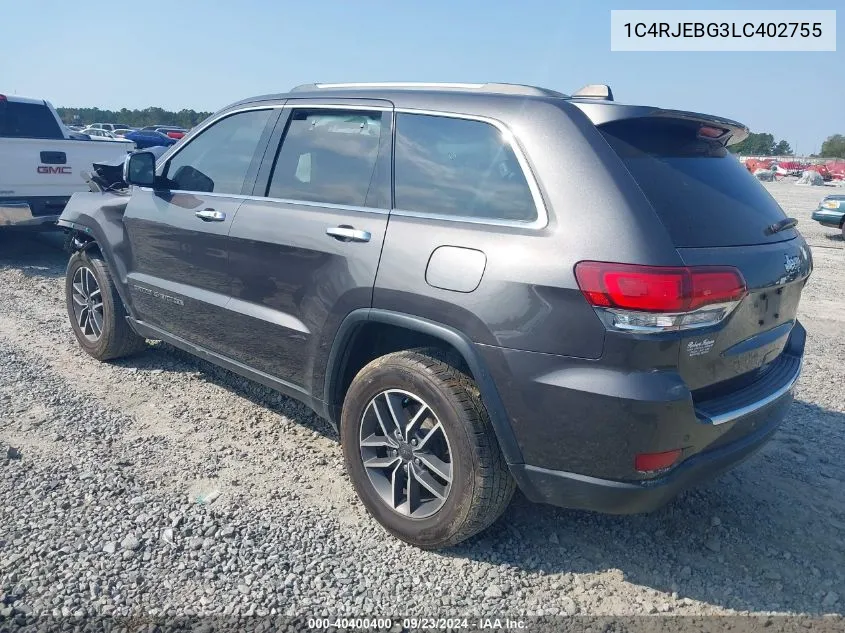 1C4RJEBG3LC402755 2020 Jeep Grand Cherokee Limited 4X2