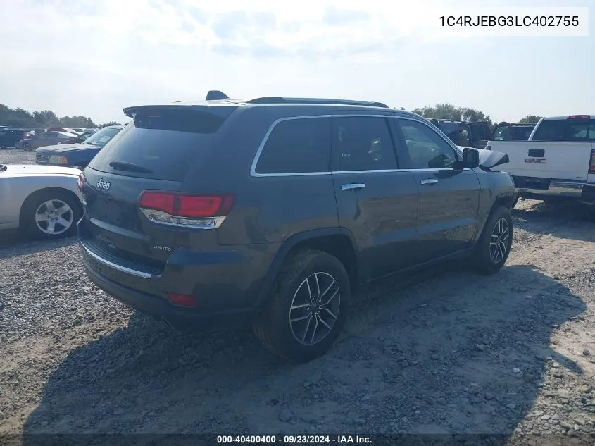 2020 Jeep Grand Cherokee Limited 4X2 VIN: 1C4RJEBG3LC402755 Lot: 40400400