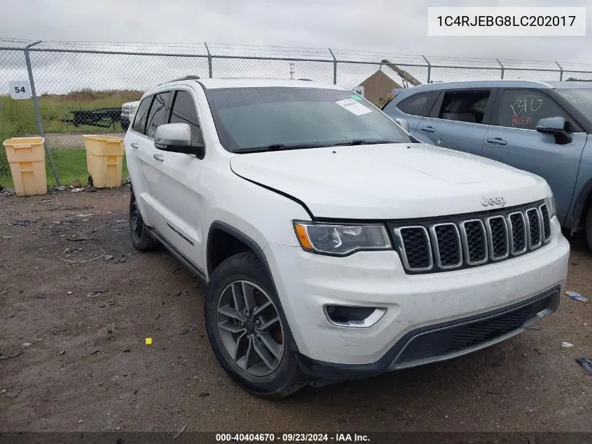 1C4RJEBG8LC202017 2020 Jeep Grand Cherokee Limited