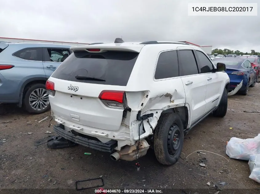 1C4RJEBG8LC202017 2020 Jeep Grand Cherokee Limited