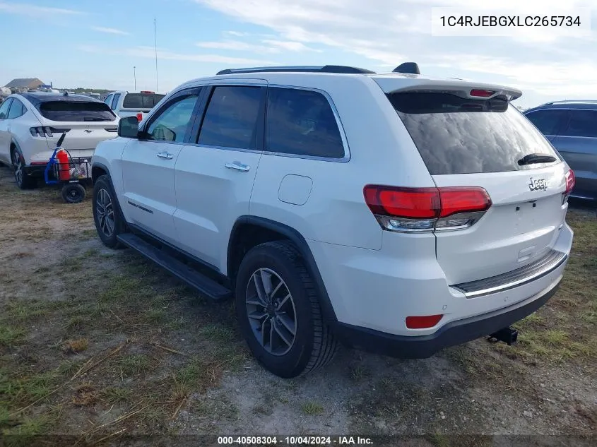 2020 Jeep Grand Cherokee Limited 4X2 VIN: 1C4RJEBGXLC265734 Lot: 40508304