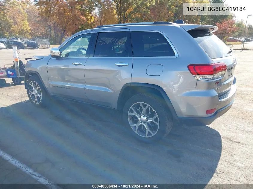 2020 Jeep Grand Cherokee Limited 4X4 VIN: 1C4RJFBG8LC419184 Lot: 40586434