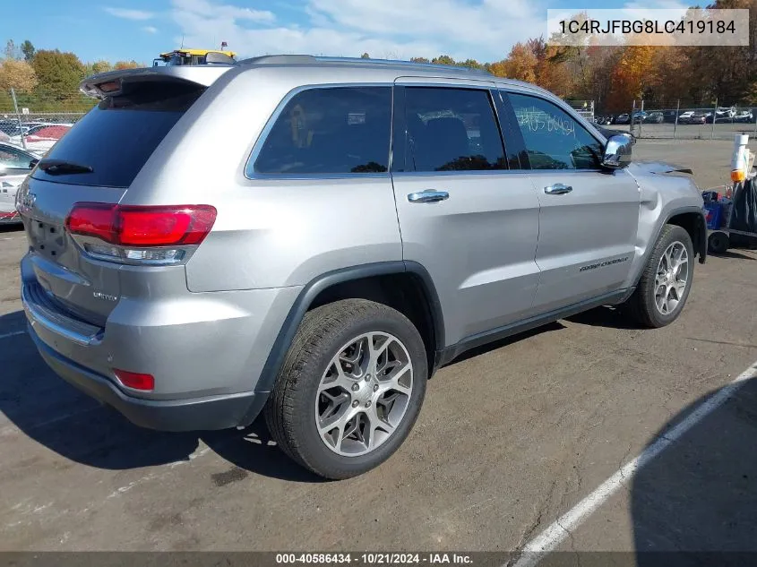 2020 Jeep Grand Cherokee Limited 4X4 VIN: 1C4RJFBG8LC419184 Lot: 40586434