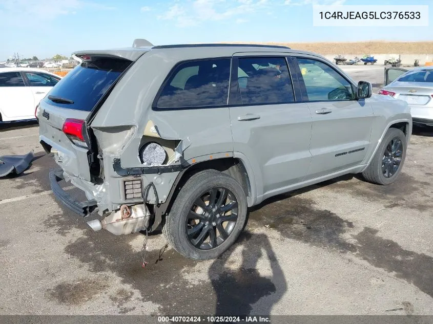 2020 Jeep Grand Cherokee Altitude 4X2 VIN: 1C4RJEAG5LC376533 Lot: 40702424