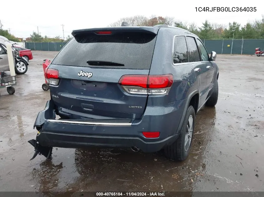 2020 Jeep Grand Cherokee Limited 4X4 VIN: 1C4RJFBG0LC364035 Lot: 40765184