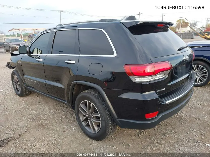 2020 Jeep Grand Cherokee Limited 4X4 VIN: 1C4RJFBGXLC116598 Lot: 40774481