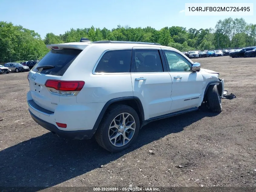 2021 Jeep Grand Cherokee Limited 4X4 VIN: 1C4RJFBG2MC726495 Lot: 39205591