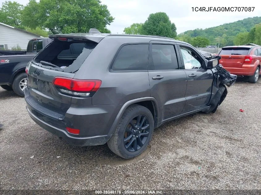 2021 Jeep Grand Cherokee Laredo X 4X4 VIN: 1C4RJFAG0MC707087 Lot: 39348176