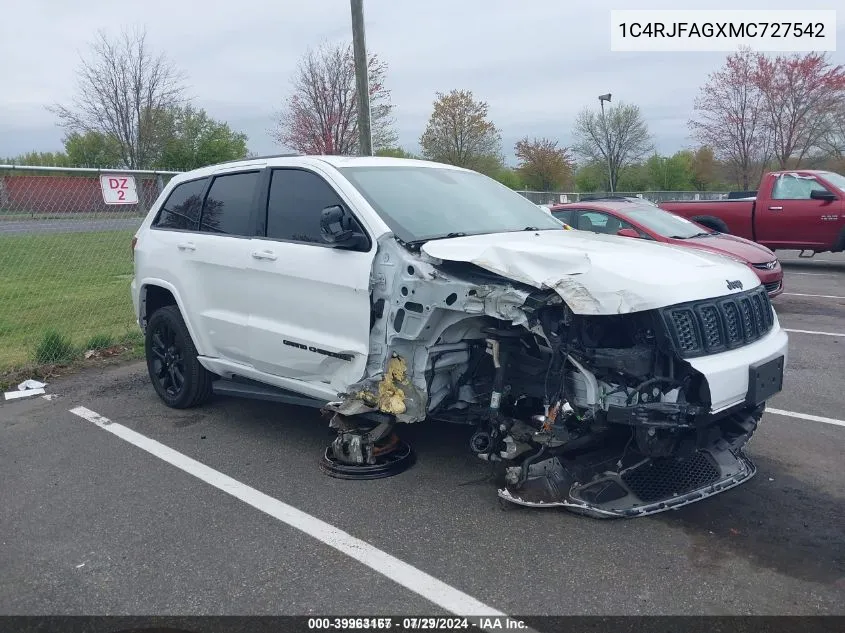 2021 Jeep Grand Cherokee Laredo X 4X4 VIN: 1C4RJFAGXMC727542 Lot: 39963167