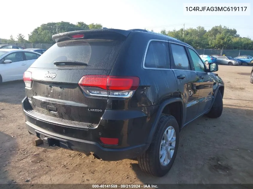 2021 Jeep Grand Cherokee Laredo VIN: 1C4RJFAG3MC619117 Lot: 40141559