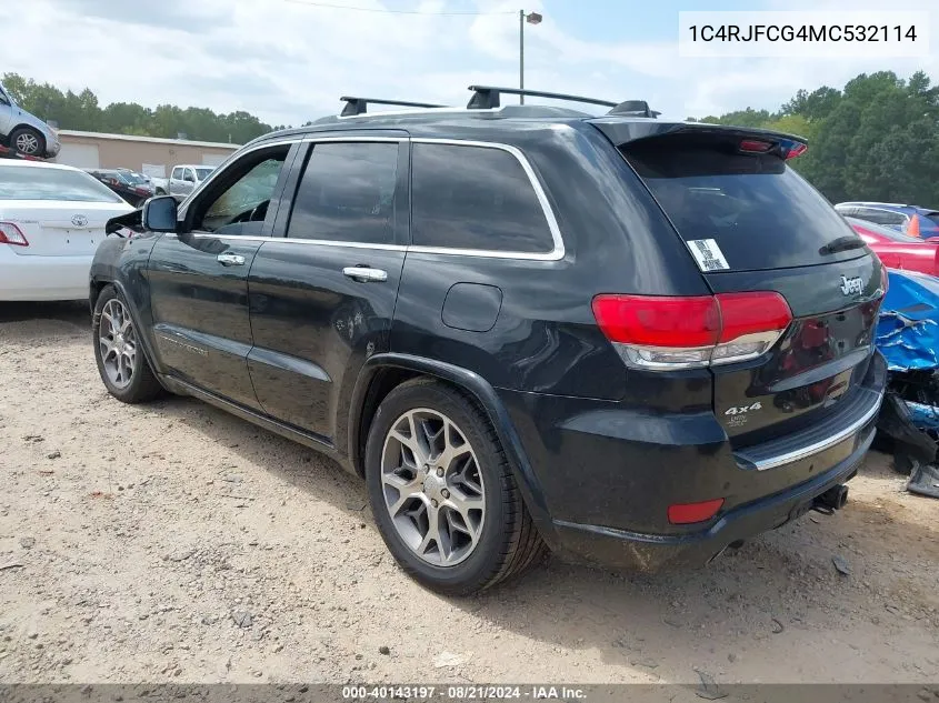 2021 Jeep Grand Cherokee Overland VIN: 1C4RJFCG4MC532114 Lot: 40143197