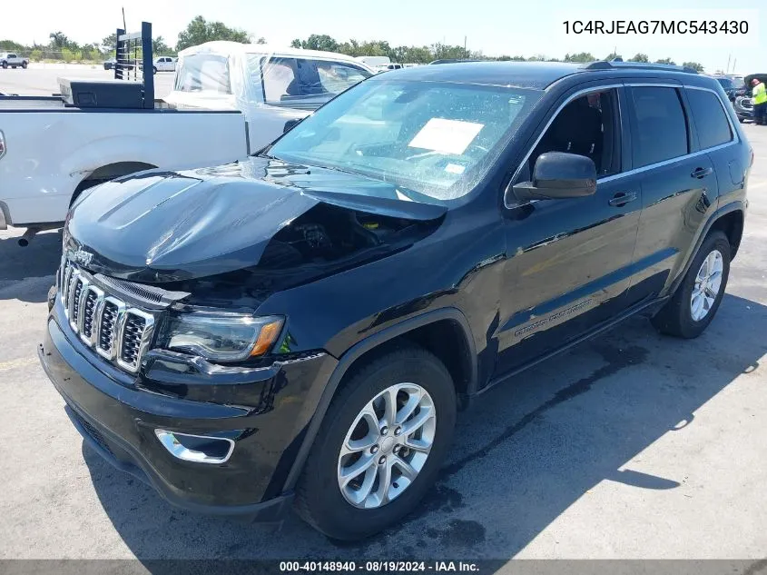 2021 Jeep Grand Cherokee Laredo E 4X2 VIN: 1C4RJEAG7MC543430 Lot: 40148940