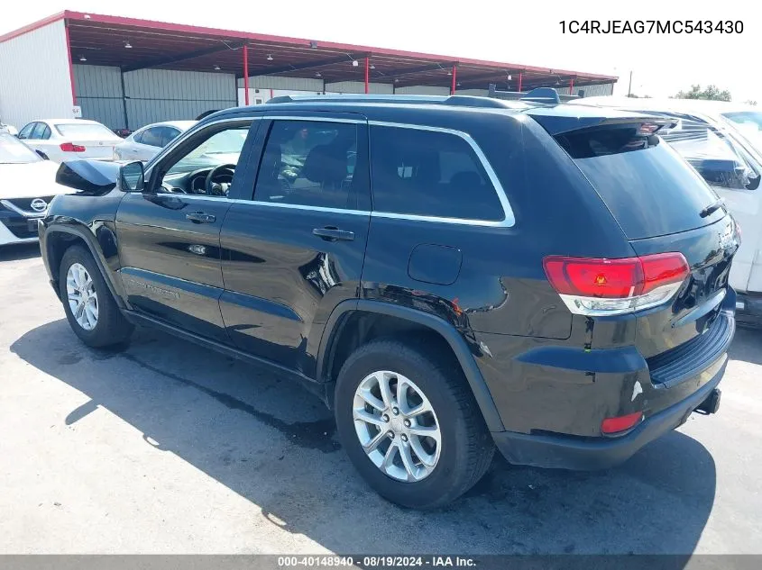 2021 Jeep Grand Cherokee Laredo E 4X2 VIN: 1C4RJEAG7MC543430 Lot: 40148940