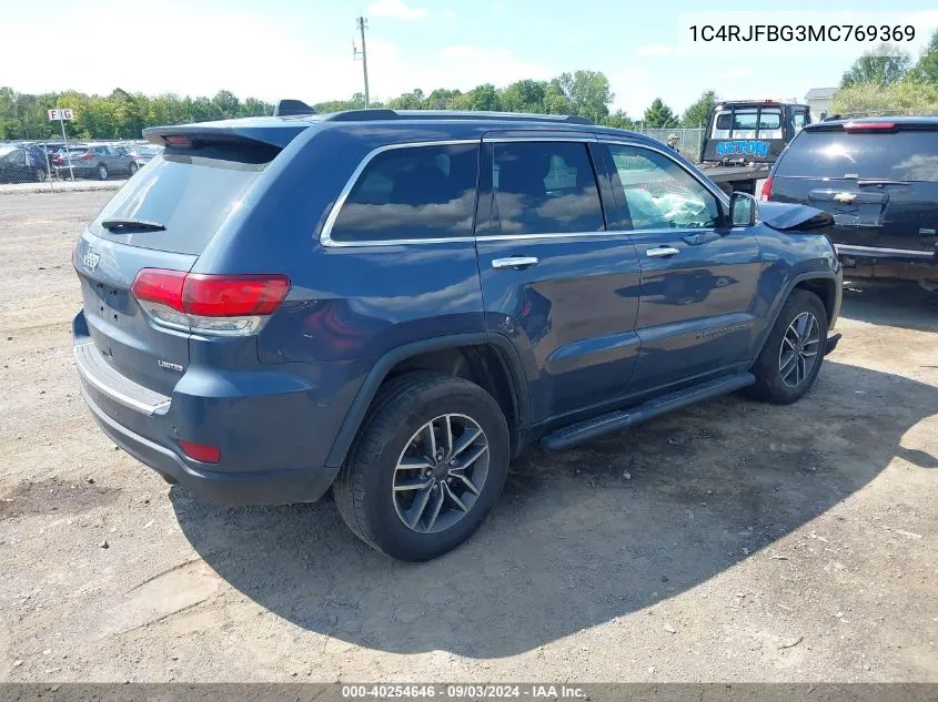 1C4RJFBG3MC769369 2021 Jeep Grand Cherokee Limited 4X4