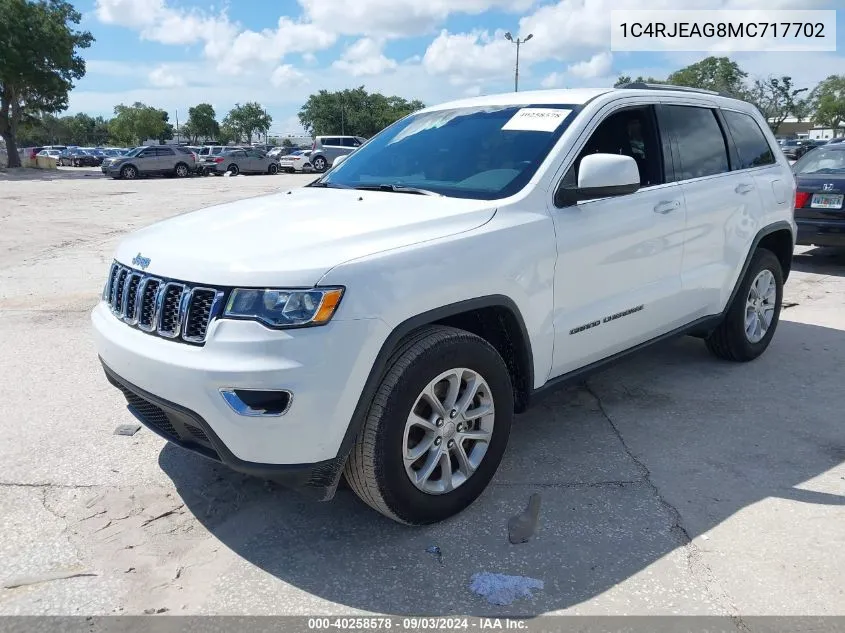 2021 Jeep Grand Cherokee Laredo E 4X2 VIN: 1C4RJEAG8MC717702 Lot: 40258578