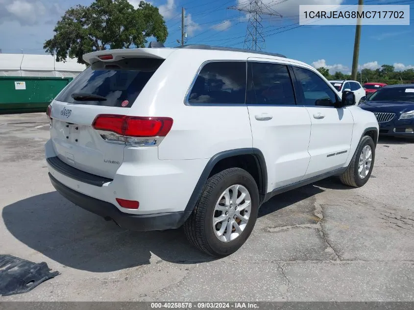 1C4RJEAG8MC717702 2021 Jeep Grand Cherokee Laredo E 4X2