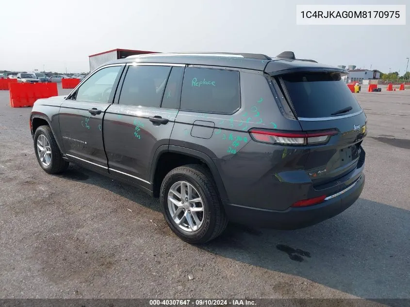 2021 Jeep Grand Cherokee L Laredo 4X4 VIN: 1C4RJKAG0M8170975 Lot: 40307647