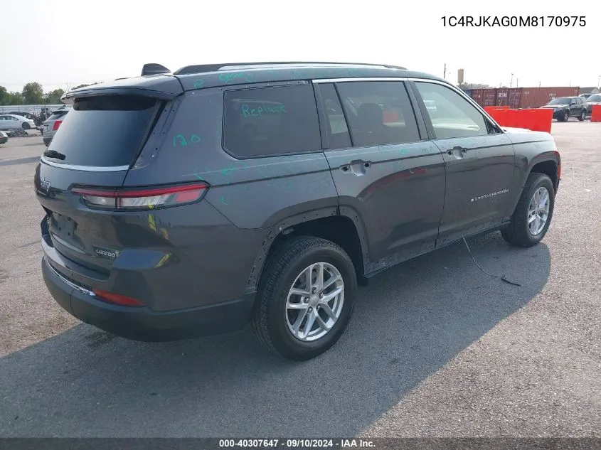 2021 Jeep Grand Cherokee L Laredo 4X4 VIN: 1C4RJKAG0M8170975 Lot: 40307647