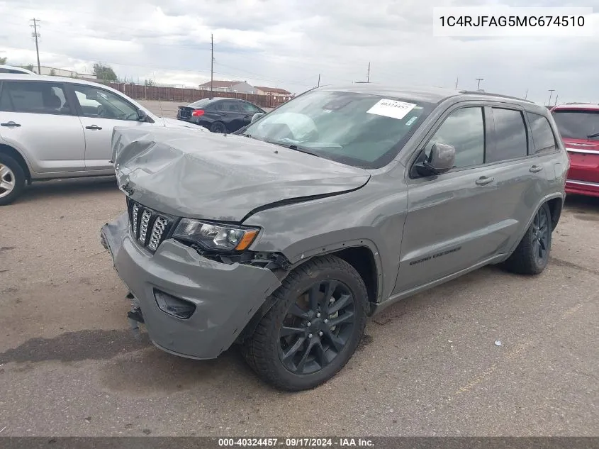 2021 Jeep Grand Cherokee Laredo X 4X4 VIN: 1C4RJFAG5MC674510 Lot: 40324457