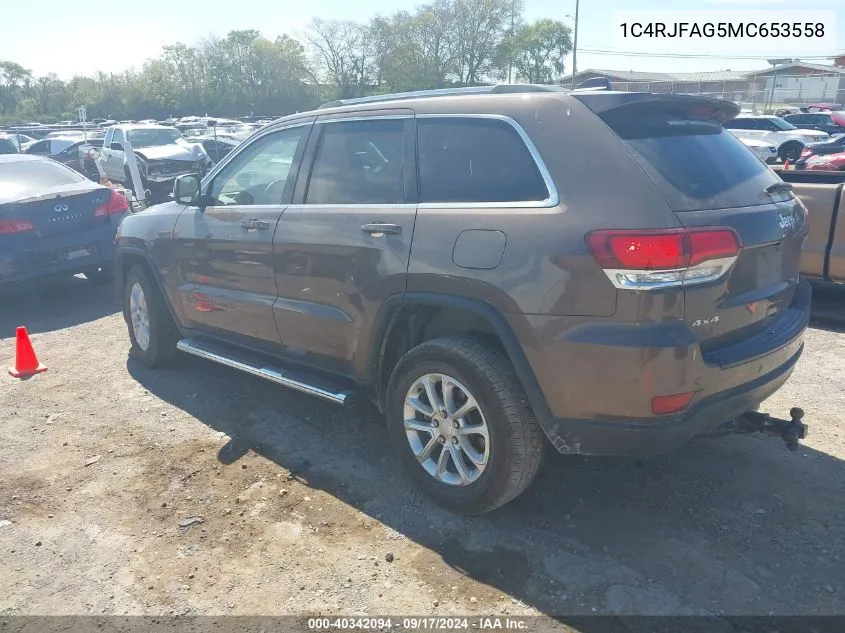 2021 Jeep Grand Cherokee Laredo E 4X4 VIN: 1C4RJFAG5MC653558 Lot: 40342094