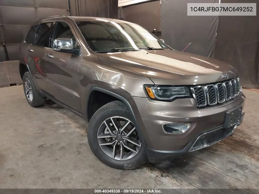 1C4RJFBG7MC649252 2021 Jeep Grand Cherokee Limited 4X4