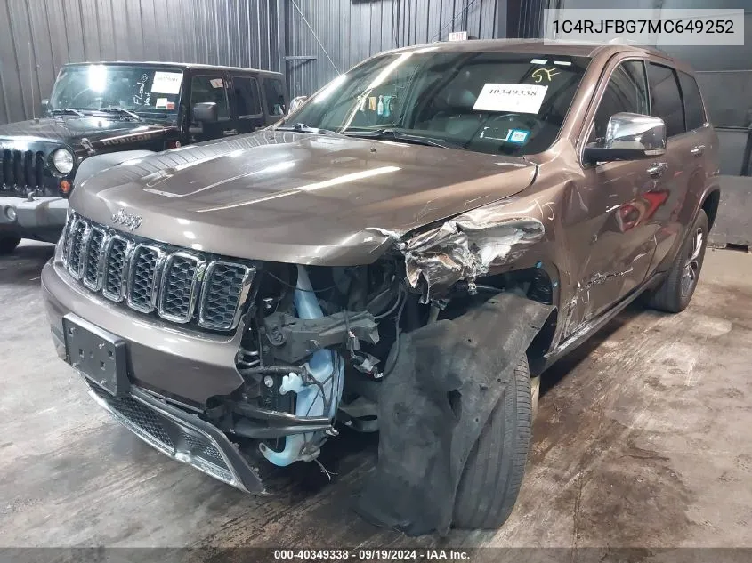 2021 Jeep Grand Cherokee Limited 4X4 VIN: 1C4RJFBG7MC649252 Lot: 40349338