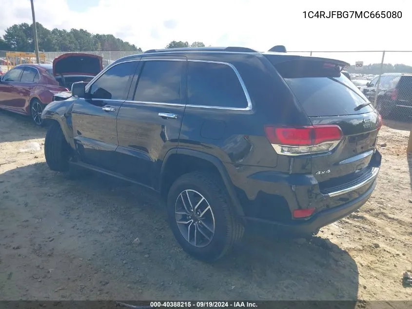 2021 Jeep Grand Cherokee Limited 4X4 VIN: 1C4RJFBG7MC665080 Lot: 40388215