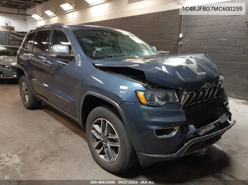 2021 Jeep Grand Cherokee Limited 4X4 VIN: 1C4RJFBG7MC600259 Lot: 40433000