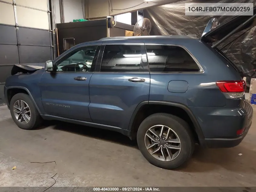 2021 Jeep Grand Cherokee Limited 4X4 VIN: 1C4RJFBG7MC600259 Lot: 40433000