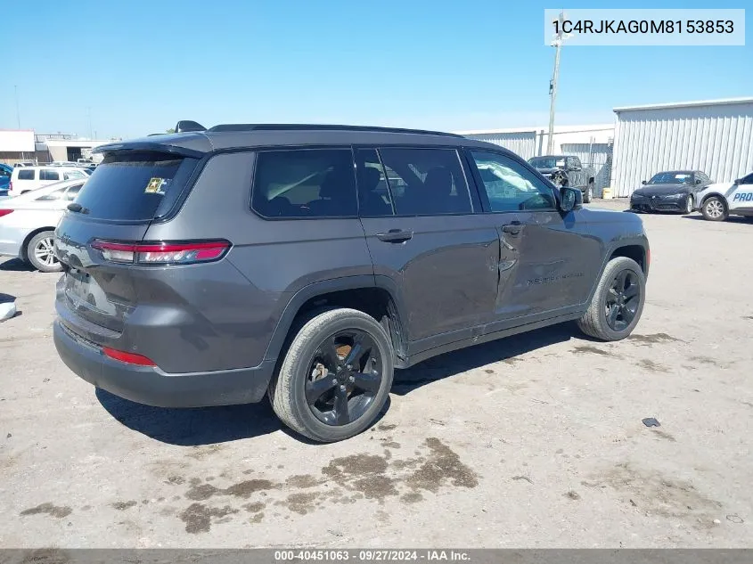 2021 Jeep Grand Cherokee L Altitude 4X4 VIN: 1C4RJKAG0M8153853 Lot: 40451063