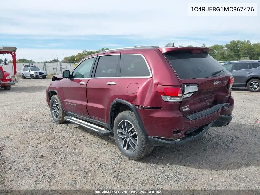 1C4RJFBG1MC867476 2021 Jeep Grand Cherokee Limited