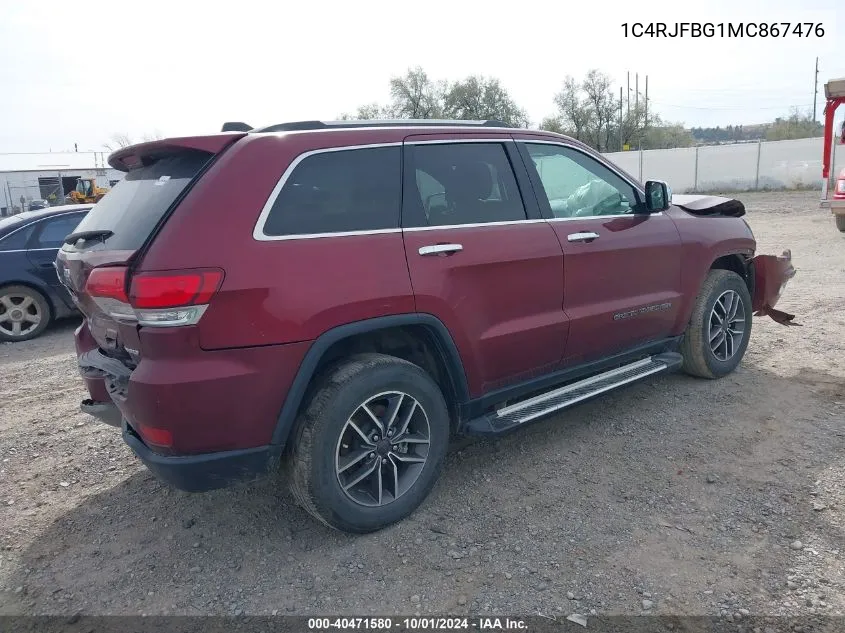 2021 Jeep Grand Cherokee Limited VIN: 1C4RJFBG1MC867476 Lot: 40471580