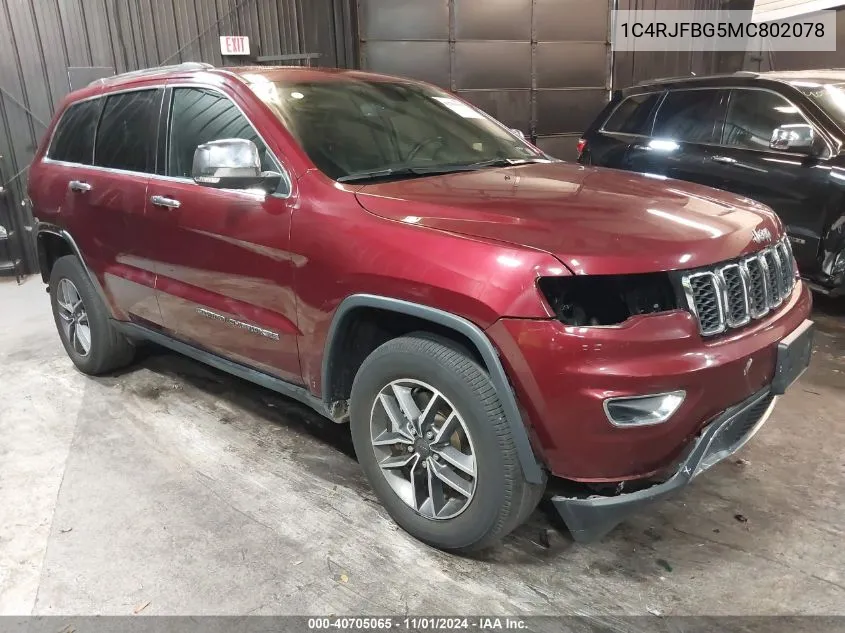 2021 Jeep Grand Cherokee Limited 4X4 VIN: 1C4RJFBG5MC802078 Lot: 40705065