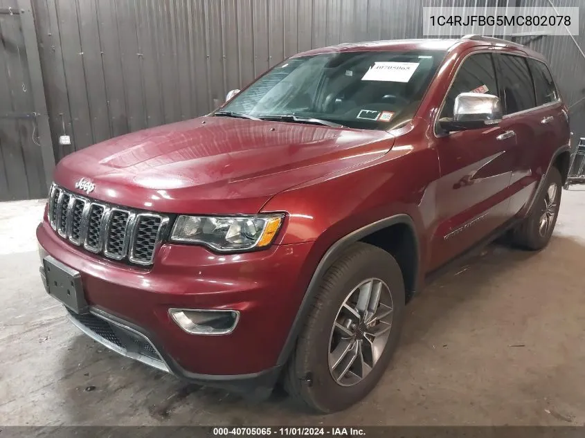 2021 Jeep Grand Cherokee Limited 4X4 VIN: 1C4RJFBG5MC802078 Lot: 40705065