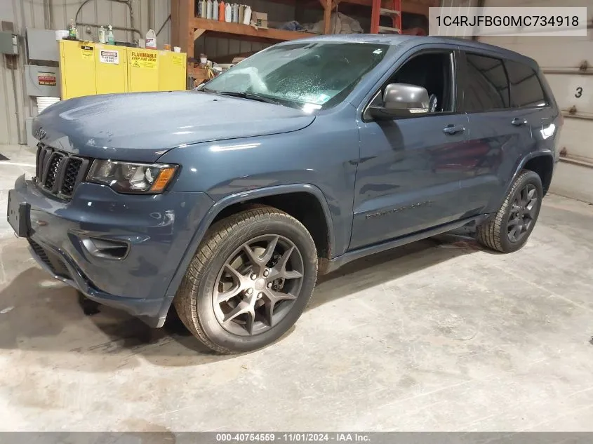 2021 Jeep Grand Cherokee 80Th Anniversary 4X4 VIN: 1C4RJFBG0MC734918 Lot: 40754559