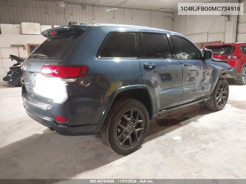 2021 Jeep Grand Cherokee 80Th Anniversary 4X4 VIN: 1C4RJFBG0MC734918 Lot: 40754559