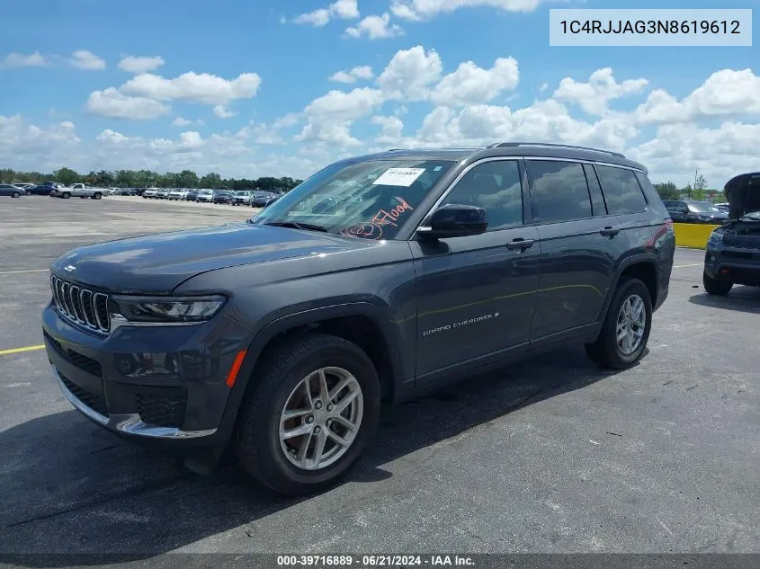 2022 Jeep Grand Cherokee L Laredo 4X2 VIN: 1C4RJJAG3N8619612 Lot: 39716889