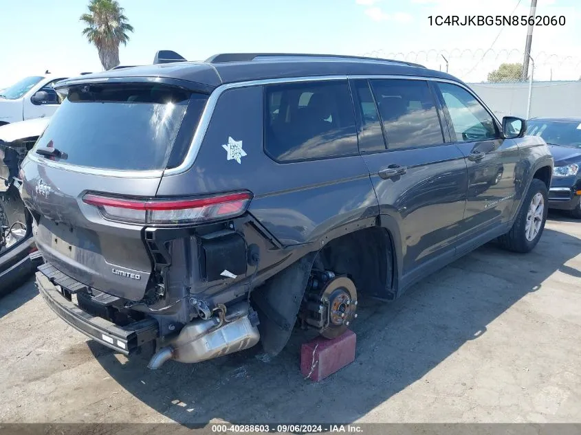 2022 Jeep Grand Cherokee L Limited 4X4 VIN: 1C4RJKBG5N8562060 Lot: 40288603