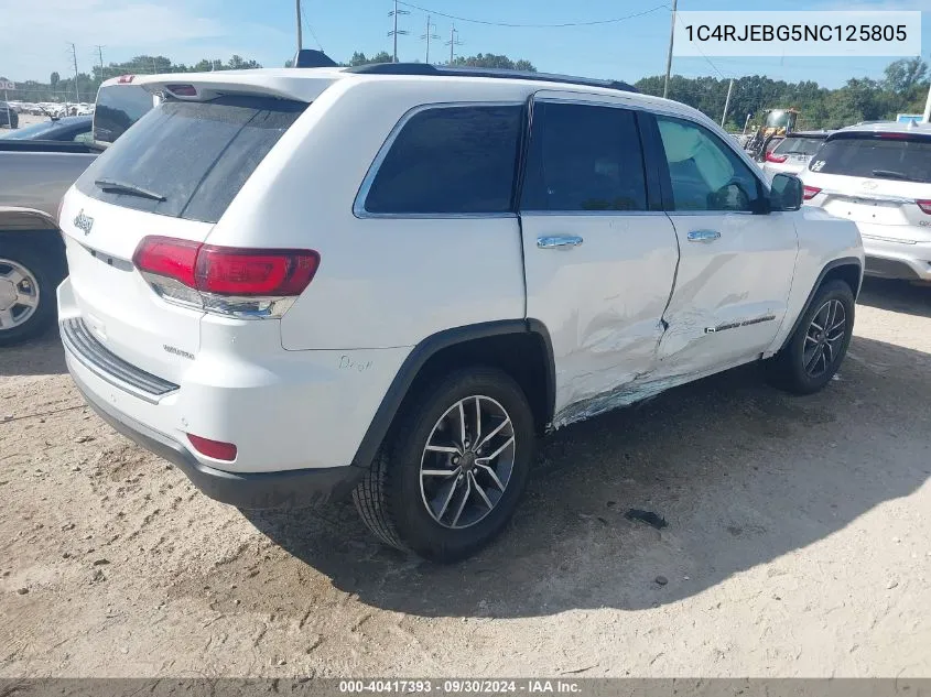 2022 Jeep Grand Cherokee Wk Limited 4X2 VIN: 1C4RJEBG5NC125805 Lot: 40417393