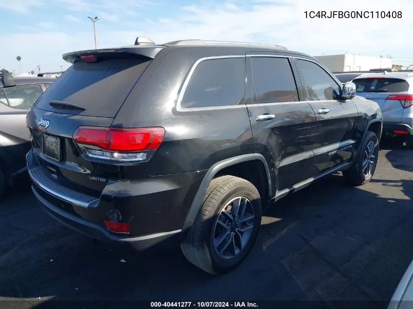 2022 Jeep Grand Cherokee Limited VIN: 1C4RJFBG0NC110408 Lot: 40441277