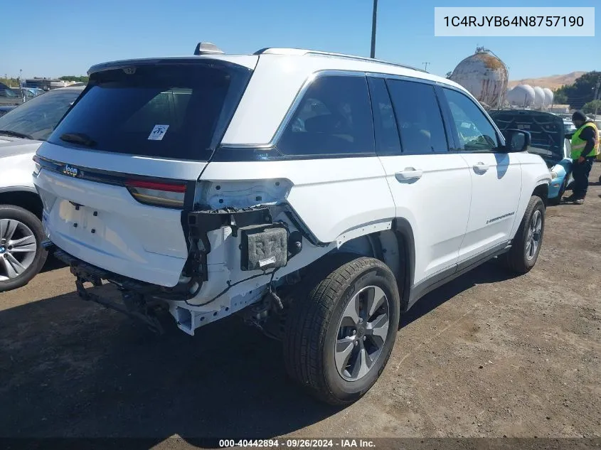 1C4RJYB64N8757190 2022 Jeep Grand Cherokee 4Xe Limited 4X4