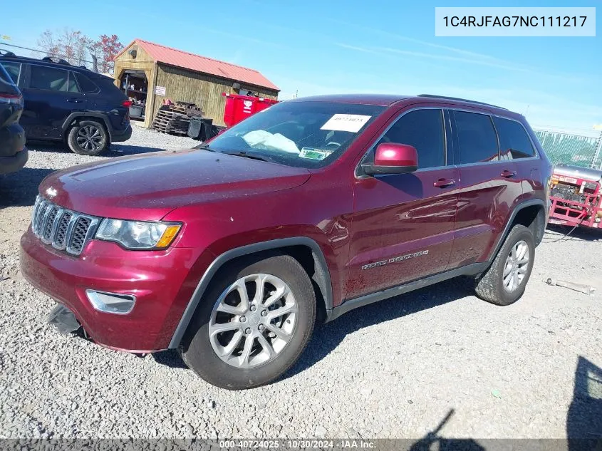 2022 Jeep Grand Cherokee Wk Laredo E 4X4 VIN: 1C4RJFAG7NC111217 Lot: 40724025