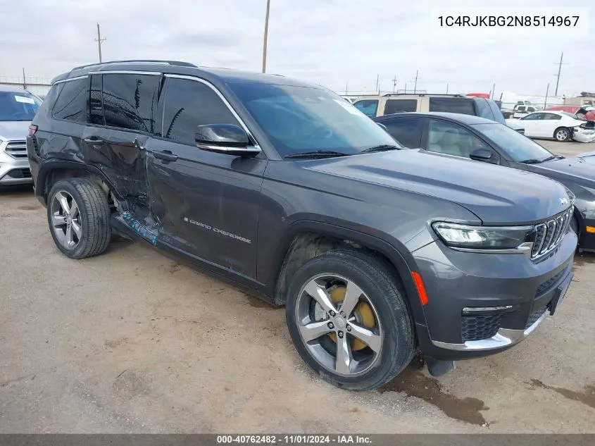 2022 Jeep Grand Cherokee L Limited 4X4 VIN: 1C4RJKBG2N8514967 Lot: 40762482