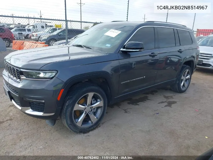 2022 Jeep Grand Cherokee L Limited 4X4 VIN: 1C4RJKBG2N8514967 Lot: 40762482