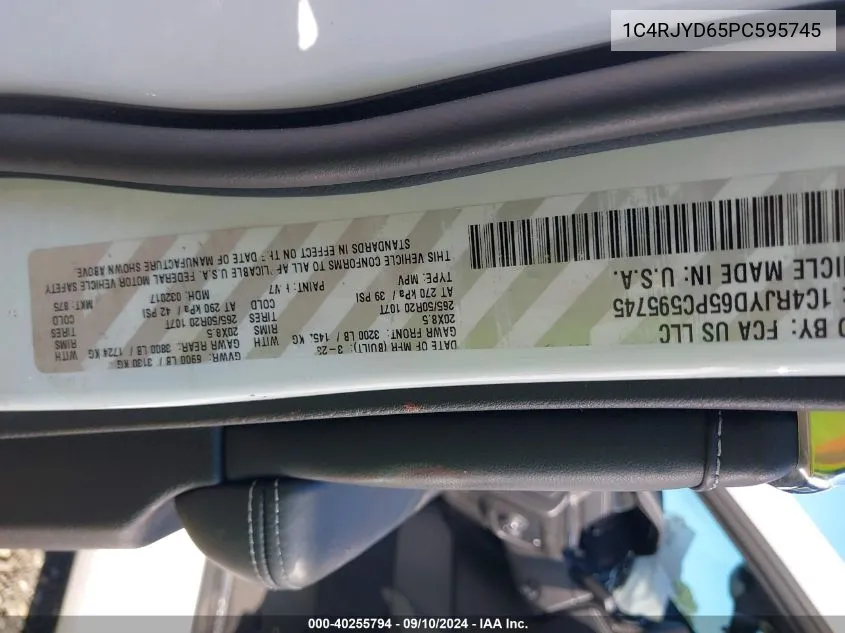 2023 Jeep Grand Cherokee Overland 4Xe VIN: 1C4RJYD65PC595745 Lot: 40255794